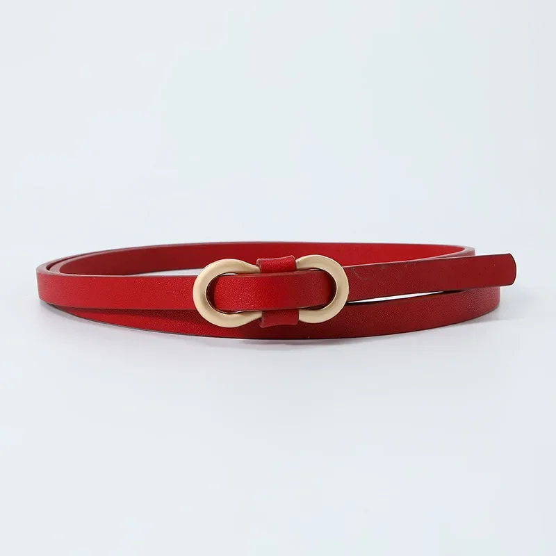 PU-leer damesmode riem metalen knoopgesp Tailleband Buikband voor jurkjeans: Rood