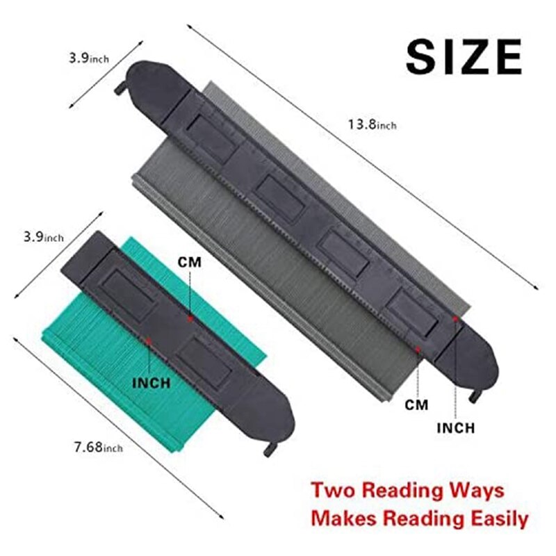 Contour Gauge 2 Pack Plastic Profile Gauge with Lock Wider Contour Ruler Outline Tool Measure the Shape (10 Inch,5 Inch)