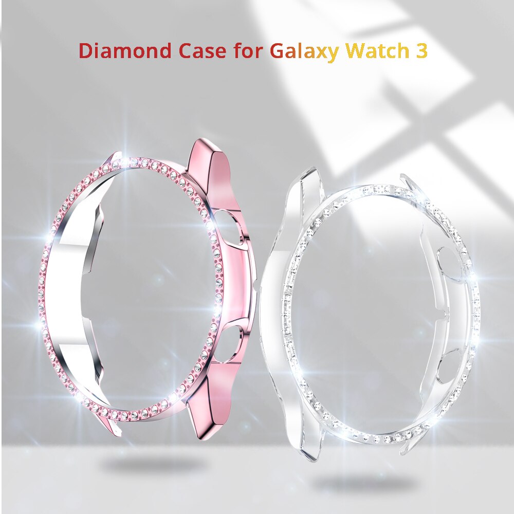 Diamanten pc-hoesje voor samsung galaxy watch 3 45mm 41mm glanzende diamanten pc-hoes voor samsung galaxy watch 3 45mm 41mm