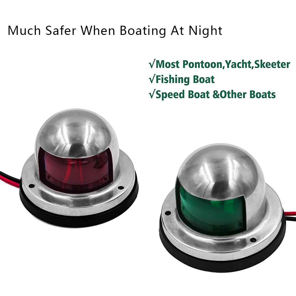 12V Red Green LED Navigation Lights Stainless Steel Sailing Lamp For Marine Boat Pontoon Yacht Boat Lights Boat Accessory