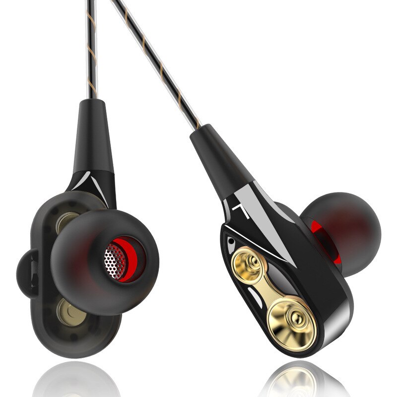 Auricolari In-Ear Cablati - Doppia Bobina Mobile Bass - Universali per Cellulare e Computer: Bianco e Nero con Fantasia