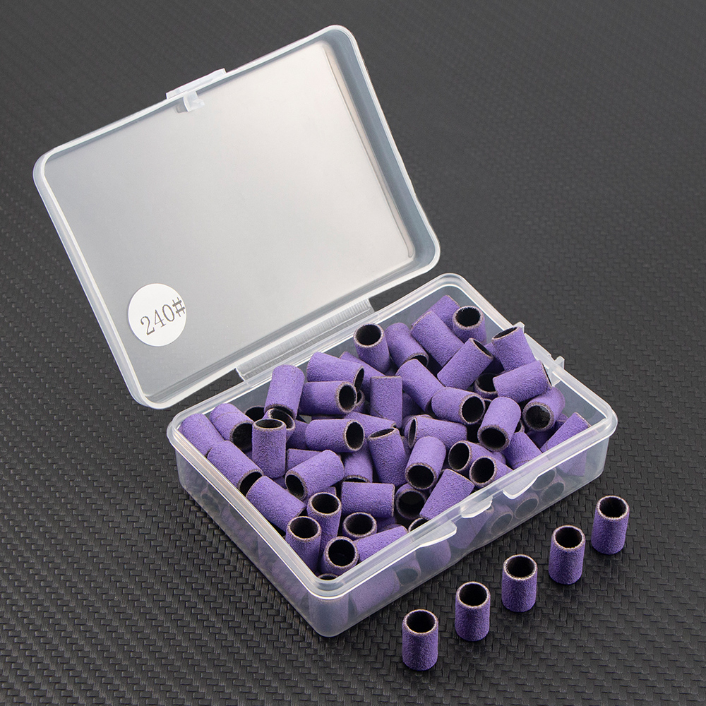 100 Uds. Brocas para uñas, bandas de lijado para máquina eléctrica, lima, amoladora, lijadora, juego de bandas para uñas acrílicas, herramientas de eliminación de Gel: Gris oscuro