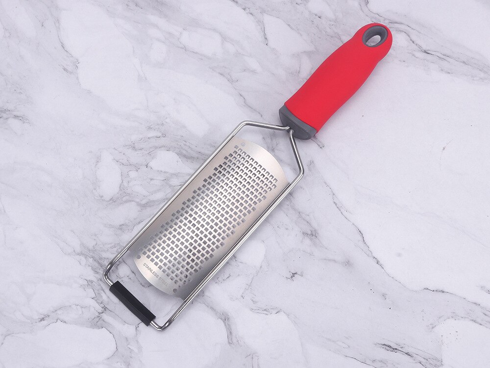 Stainless Steel Mill Cheese Grater Garlic Butter Mill Grater Lemon Zester Citrus Ginger Long Handle Vegetables Manual Slicer: Red