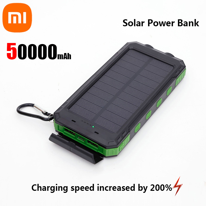 Xiaomi 200000 Cargador portátil de gran capacidad Solar Power Bank mAh Compatible con IOS Android USB-A y USB-C de carga rápida: Grey