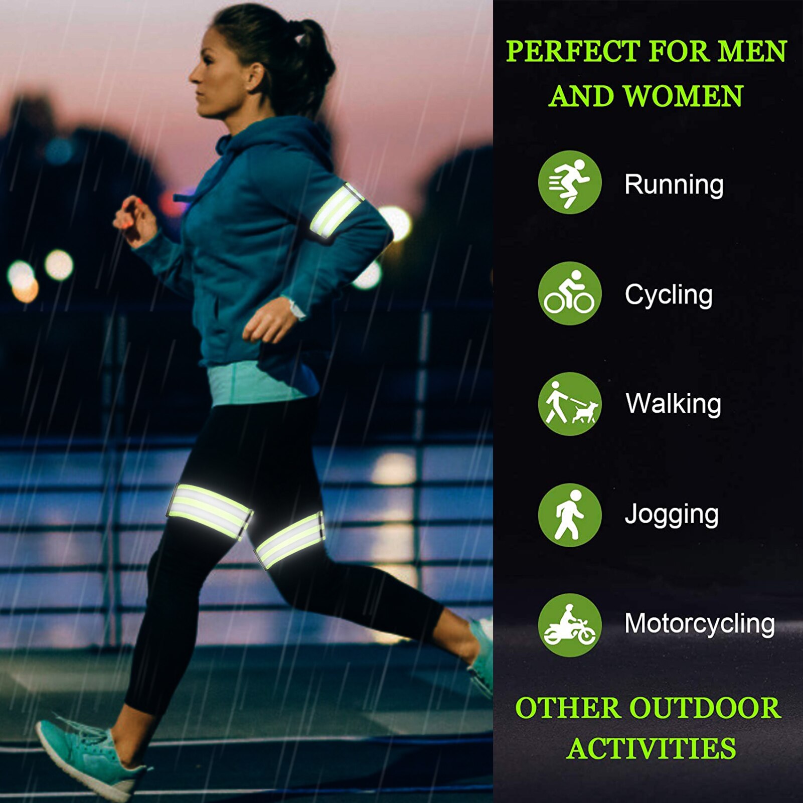 Reflective Band Adjustable Safe Bicycle Reflective Strap Promote Safety Variety of Wearing Methods Circular Flashing Effect