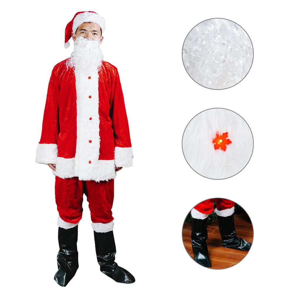 Jultomte kostym cosplay herr deluxe klarröd glödande tomte kostym kläder fancy dress julfest kostym snabb leverans