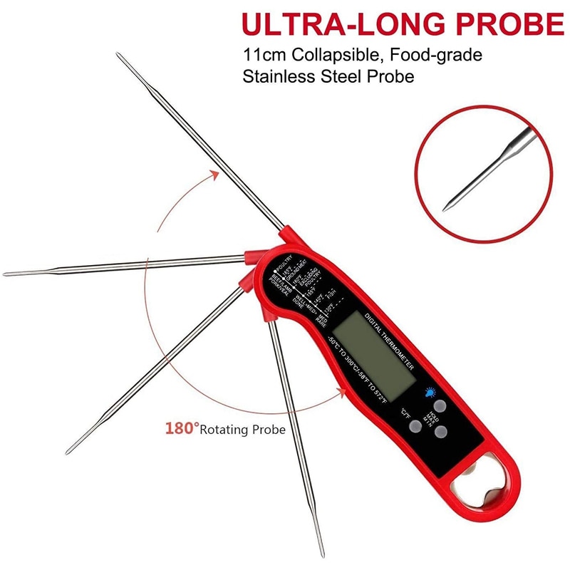 Kitchen Digital Food Thermometer Instant Read Meat Thermometer Probe for Cooking, BBQ, Grill and Oil Deep Fry