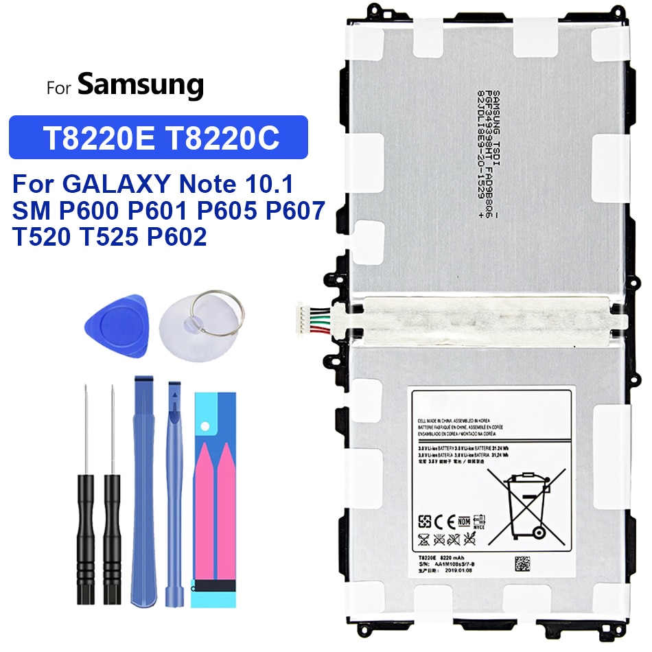 Batterie pour tablette Samsung GALAXY Note 10.1 Tab Pro, SM-T520 mAh, T8220E, T8220C, P600, P601, P605, P607, SM-T525, 8400