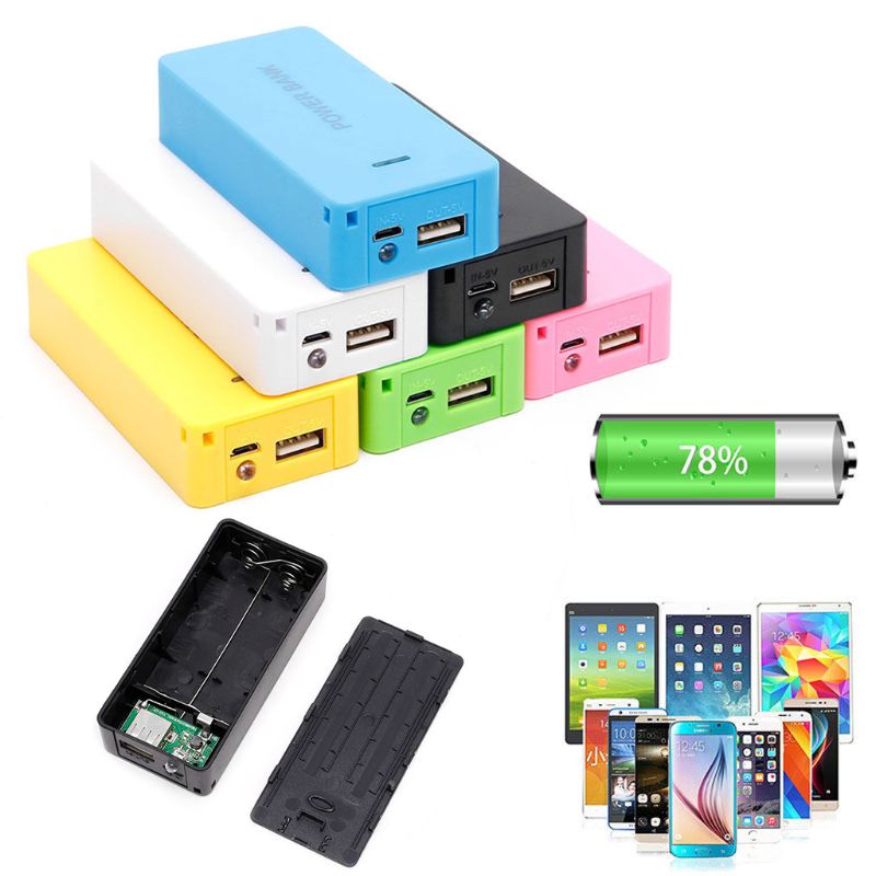 5V 1A 2x18650 Batterie Power Bank Fall Mit LED DIY Box Ladegerät Für Handy