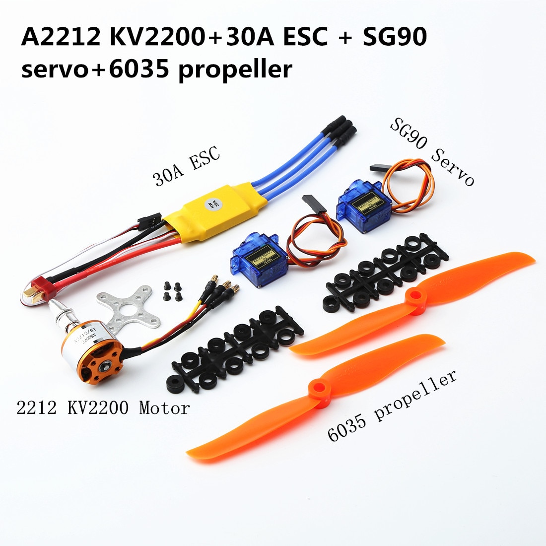 A2217/A2212 2200KV / 1000KV Brushless Motor 30A / 40A ESC SG90 9G Micro Servo With T plu for RC Fixed Wing Plane Helicopter