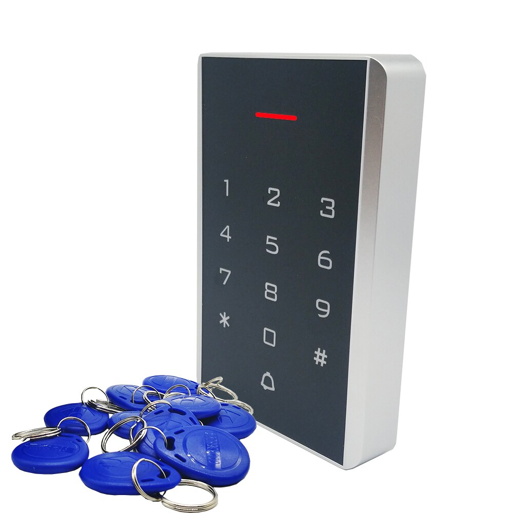 Wiegand input and output Keypad Reader Proximity 125khz RFID Card Door Lock Access Control System: Blue Keyfobs