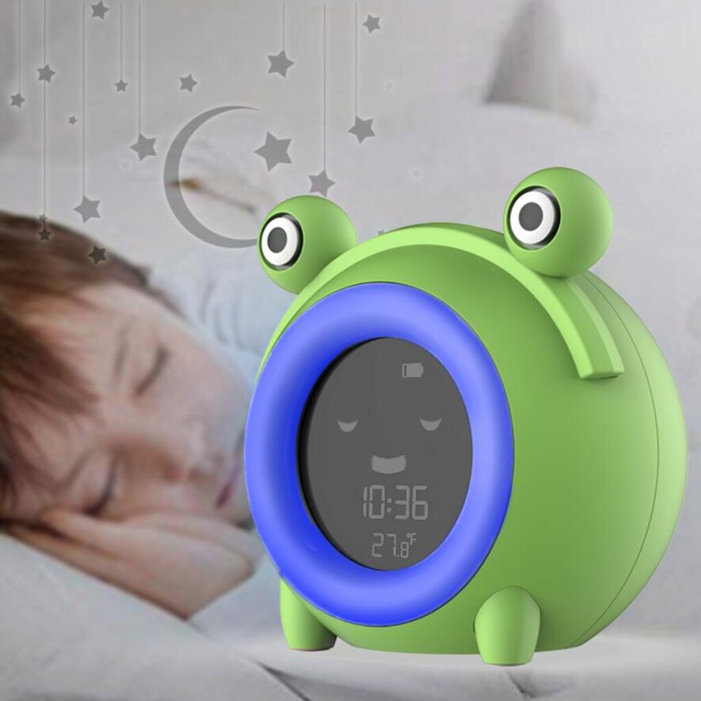 Kids Alarm Clock 5 Sounds Child Sleep Trainer 12/24H USB Snap Timer Clocks Snooze Sleeping Sound Machine Clocks Ornament