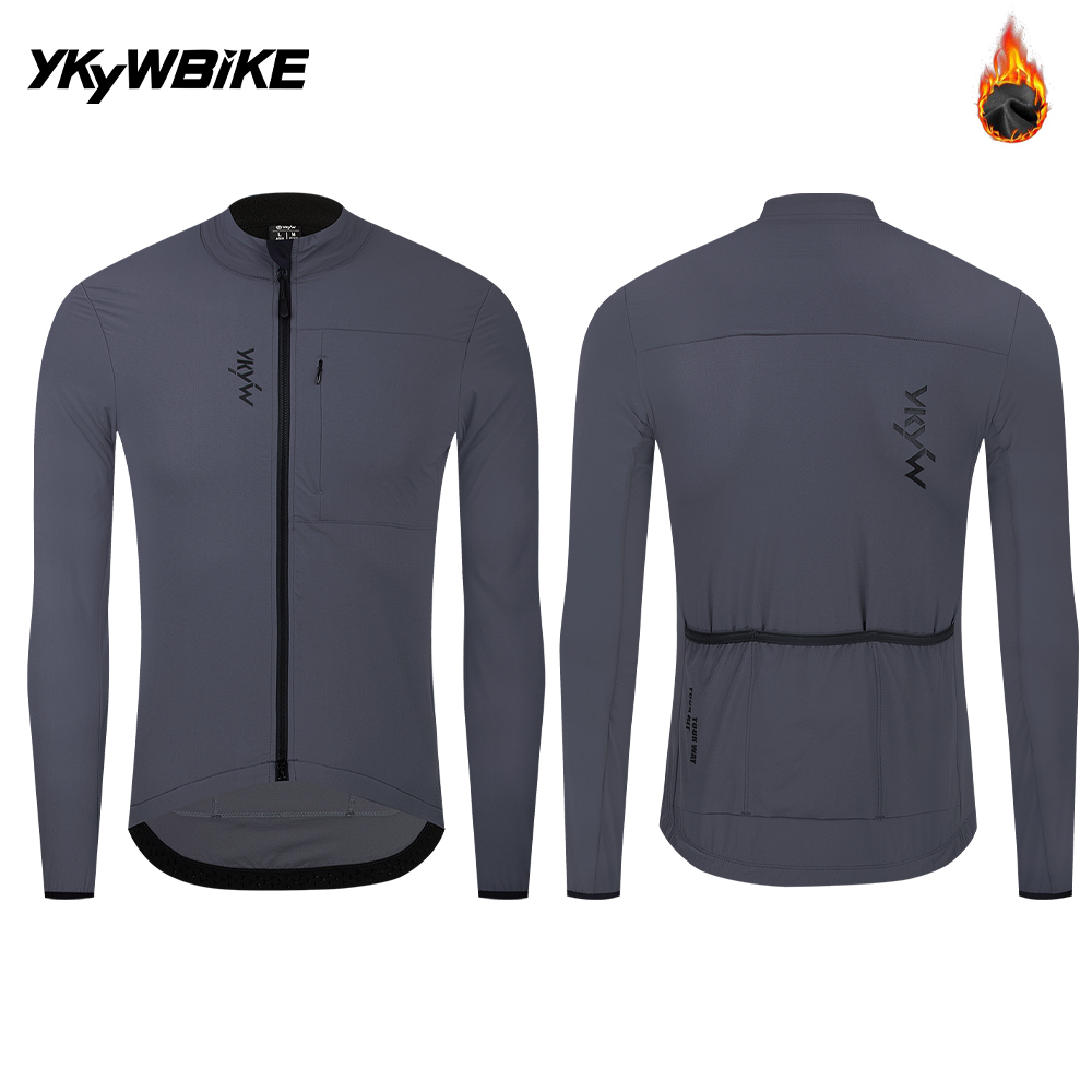 YKYWBIKE Men's Cycling Jacket 10-20°C Waterproof Windproof Bicycle Windbreaker Warmth Fleece Road Bike Jacket Cycling Clothing
