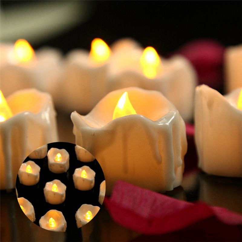 Batterie Betrieben Timer Kerzen 12 Packungen LED Flammenlose Votiv Tee Lichter Kerze Für Hochzeit Heimat Dekorationen
