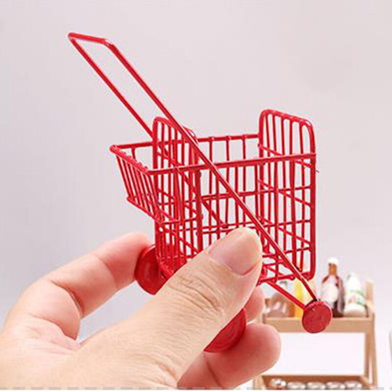 1/12 Miniature Dollhouse Supermarket Shopping Cart Trolley Pretend Play Toy