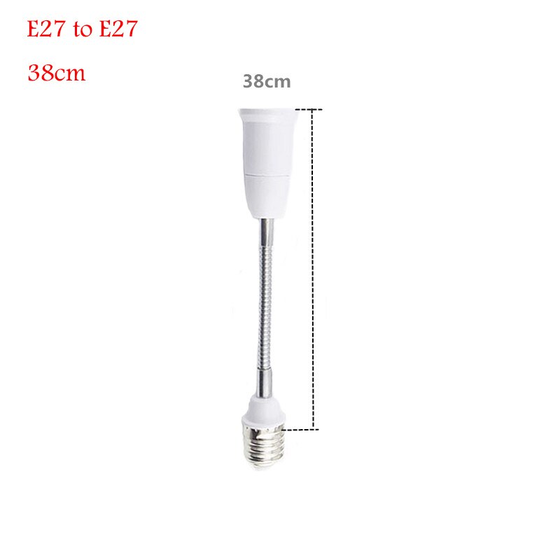Base de bombilla LED E27 a E27, convertidor de soporte de lámpara de extensión Flexible, enchufe europeo y estadounidense de 18cm/28cm/38cm/48cm/58cm: 38cm