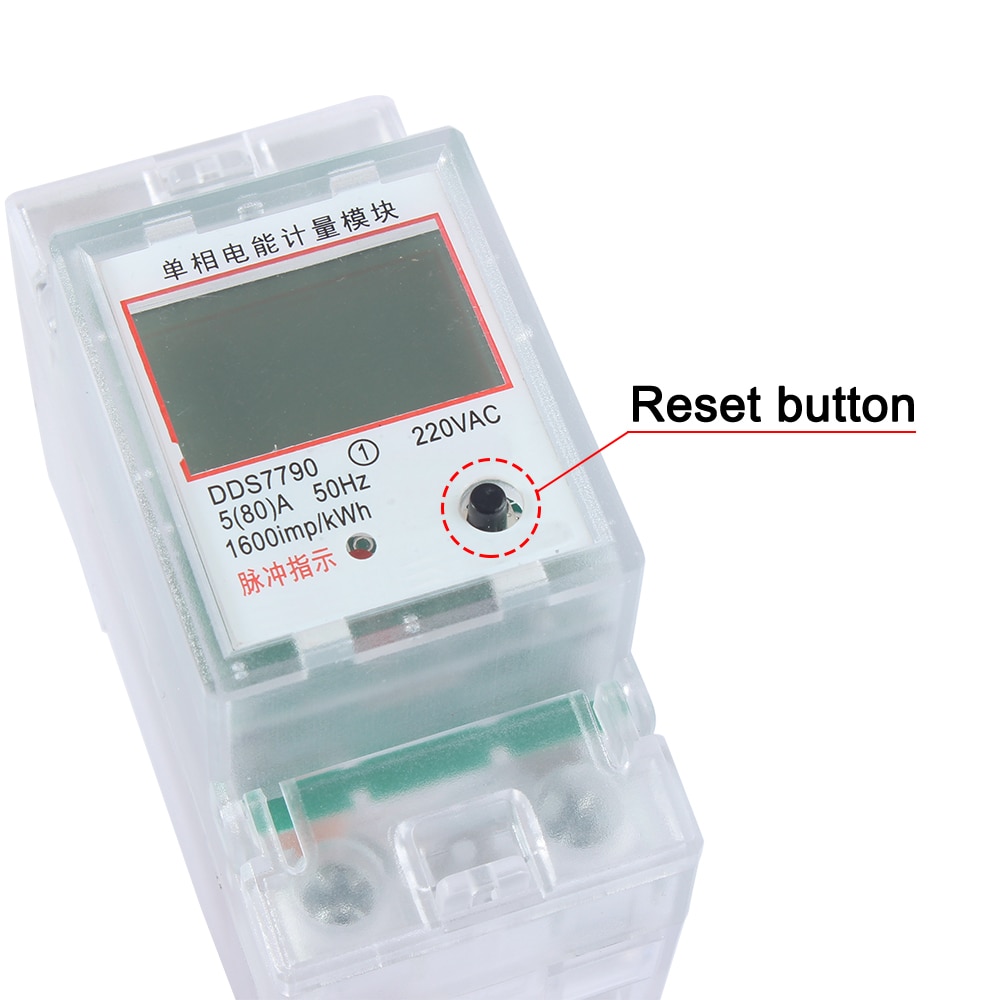 Din Rail Digital Single Phase Reset Zero Energy Meter kWh Voltage Current Power Consumption Meter Wattmeter Electricity 220V AC