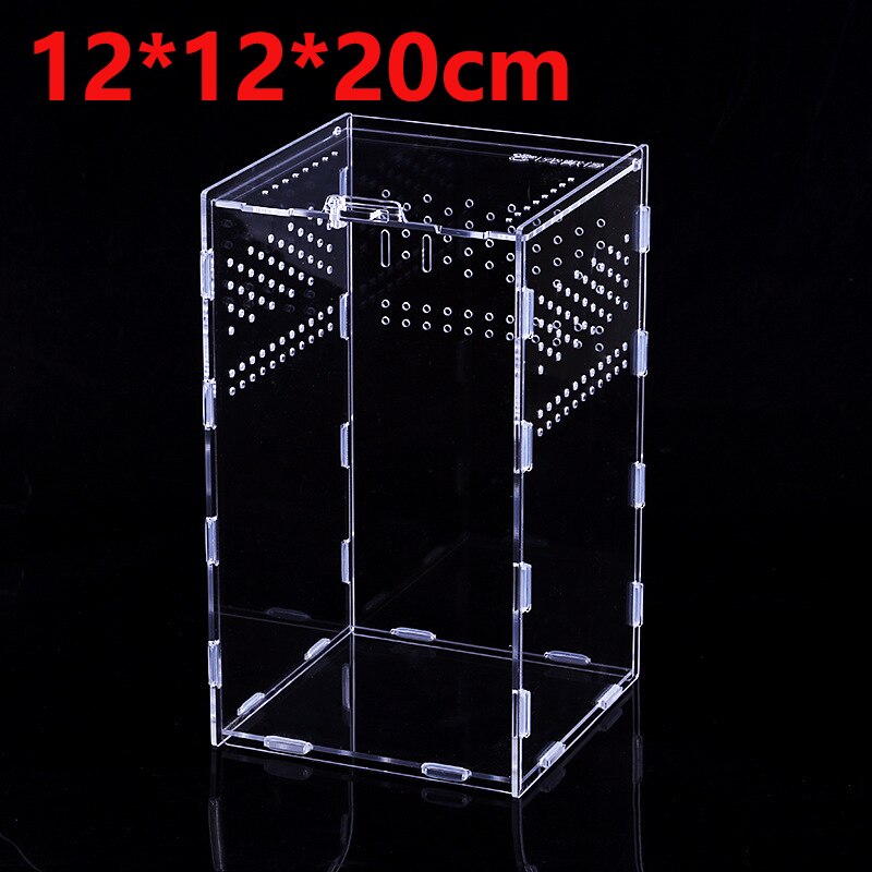 Transparent Assembled Acrylic Reptile Breeding Box Tank Terrarium Spider Lizard Scorpion Amphibian Breathable Terrarium Box: 12x12x20cm