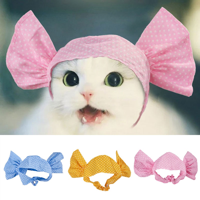 Berretto per animali domestici rosa testa a forma di caramella berretto per animali domestici estate divertente copricapo cucciolo accessorio Cosplay copricapo copricapo da esterno cappello da turbante per animali domestici
