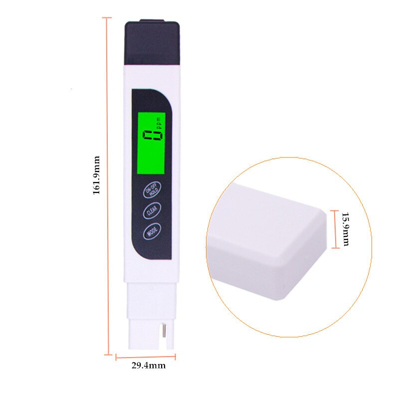 TDS Tester, EC meter, water meting tool, Functie 3 in 1, 0-4999ppm, 15% korting