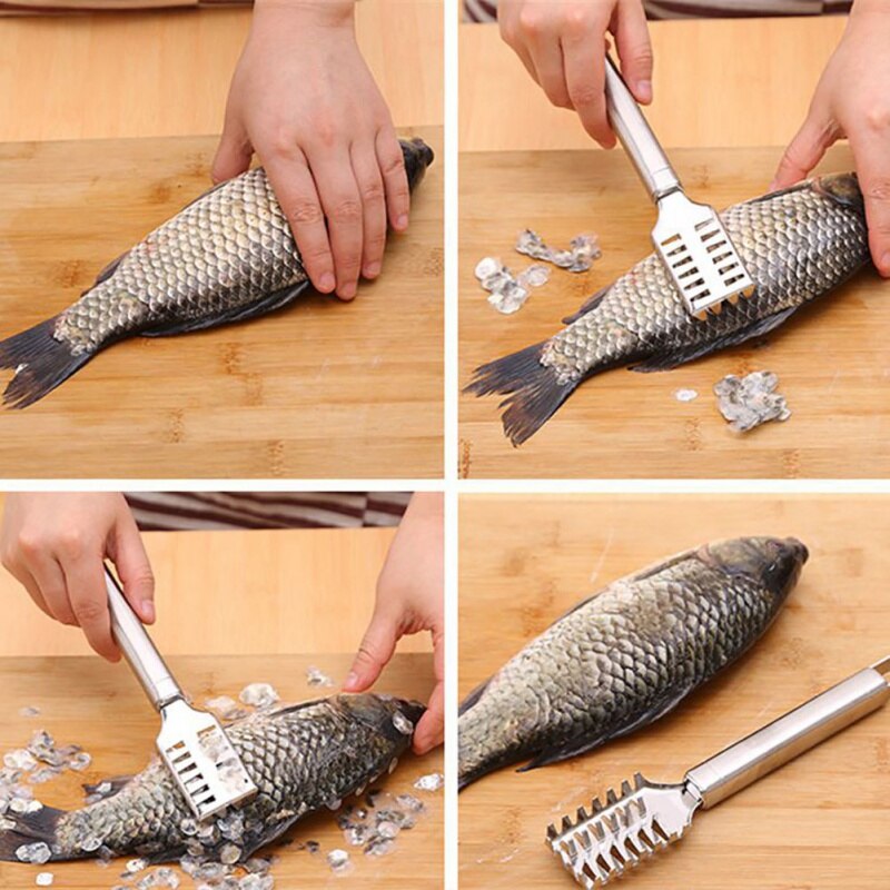 Stainless Steel Silver Scales Scraper Fish Planer Kitchen Gadget Fish Scale Scraper Kitchen Utensils For Flake Off Instantly