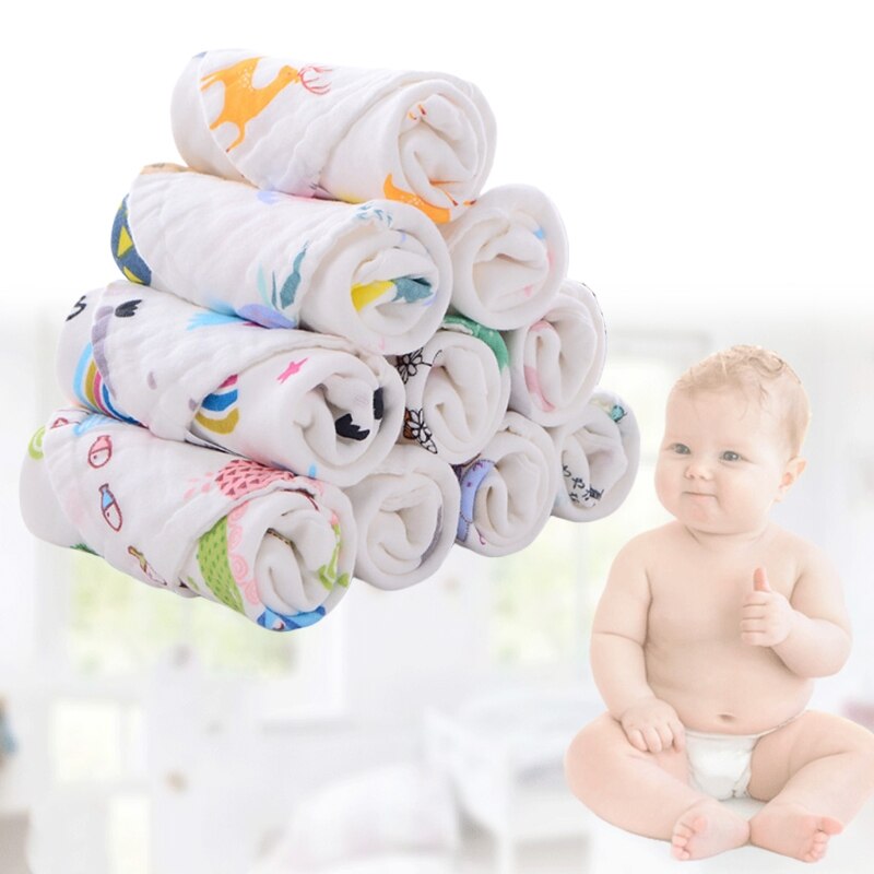6 Pcs/Set Baby Infant Feeding Bibs Absorbent Soft Muslin Gauze Burp Saliva Towel