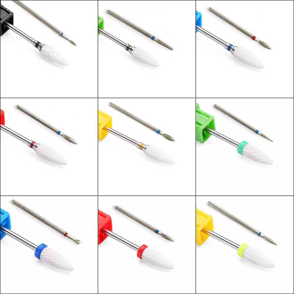 Juego de brocas de cerámica para uñas, fresas de diamante para manicura y pedicura, accesorios para eliminar cutículas, 2 uds.
