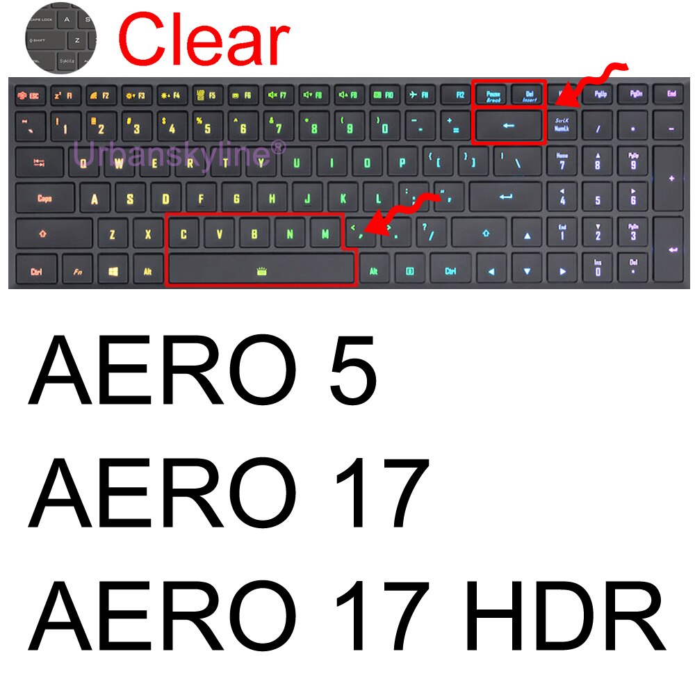 Aero Keyboard Cover for Gigabyte Aorus 5 7 15G 15P 17G 17X Aero 15 17 HDR 15W 15X G5 G7 A7 Gaming Protector Skin Case Laptop: Clear AERO 17 17 HDR