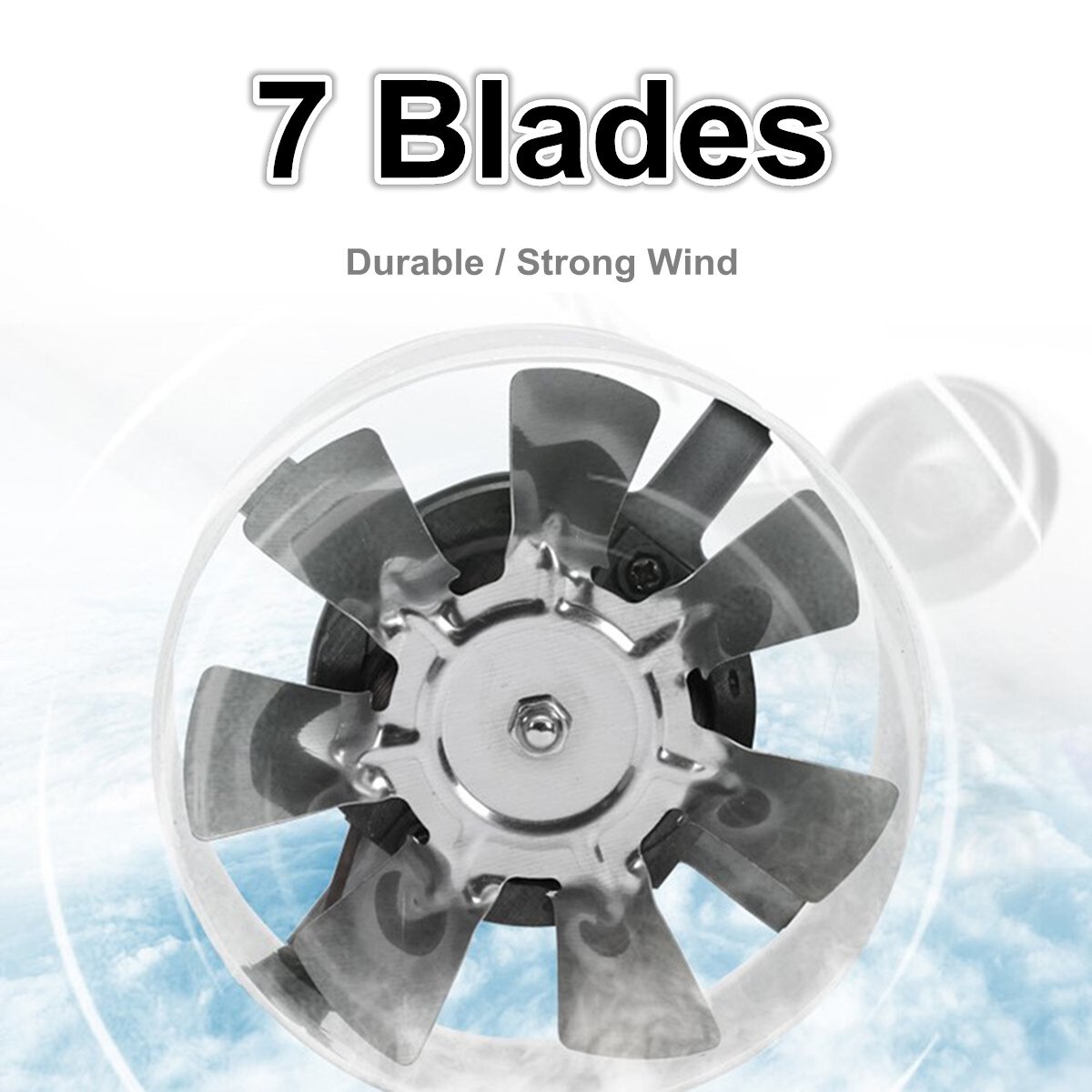 220V Metal Round Duct Fan Booster Exhaust Ventilator Ventilation Vent Air 4'' High Speed for Window Wall Bathroom Toilet Kitchen