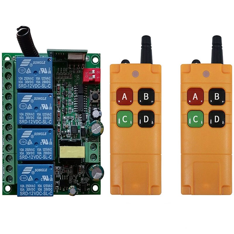 433MHZ AC110V 220V 10A 4CH Relay Switch RF Wireless Remote Control System Receiver Transmitter 433mhz Fan/Motor Garage Doors: Auburn
