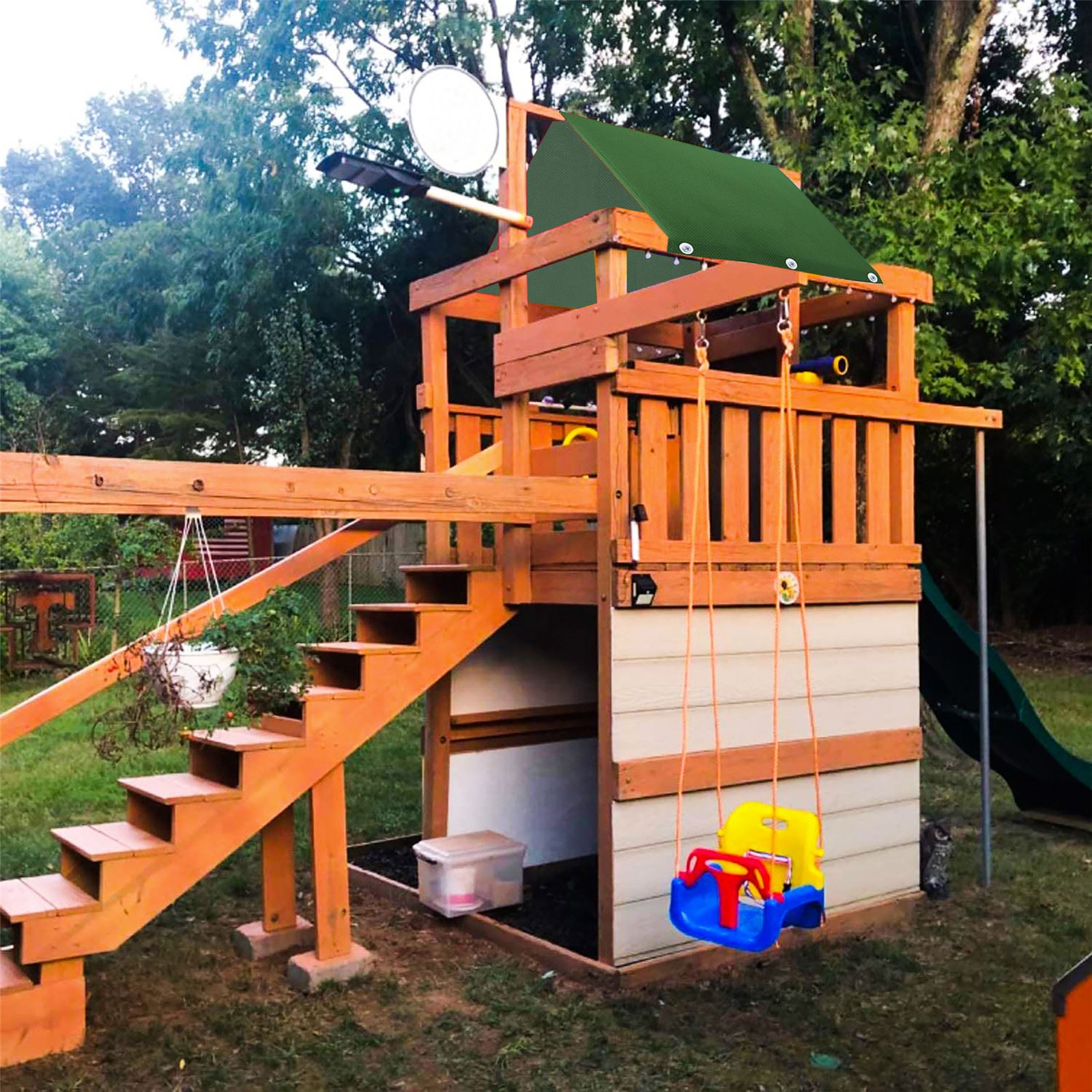 Outdoor Swingset Slide Shade Kids Playground Replacement Canopy Waterproof Proof Tent Tarp with Screws set