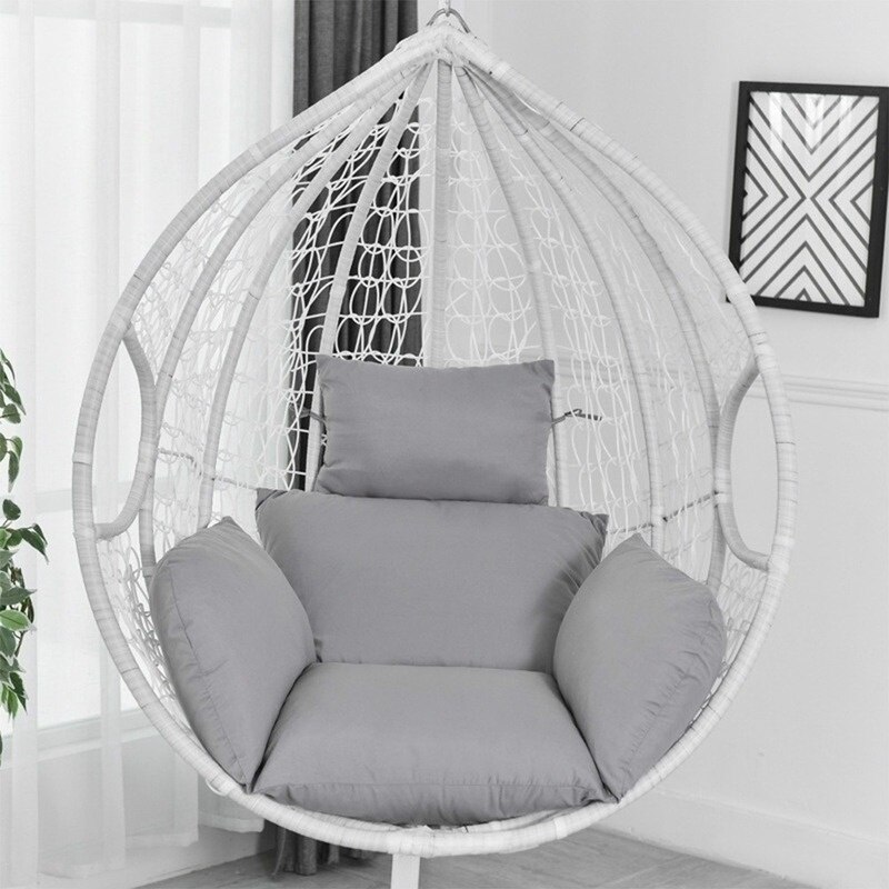 9 Colors Hanging Egg Hammock Chair Cushion Swing Seat Cushion Thick Nest Hanging Chair Back with Pillow: grey