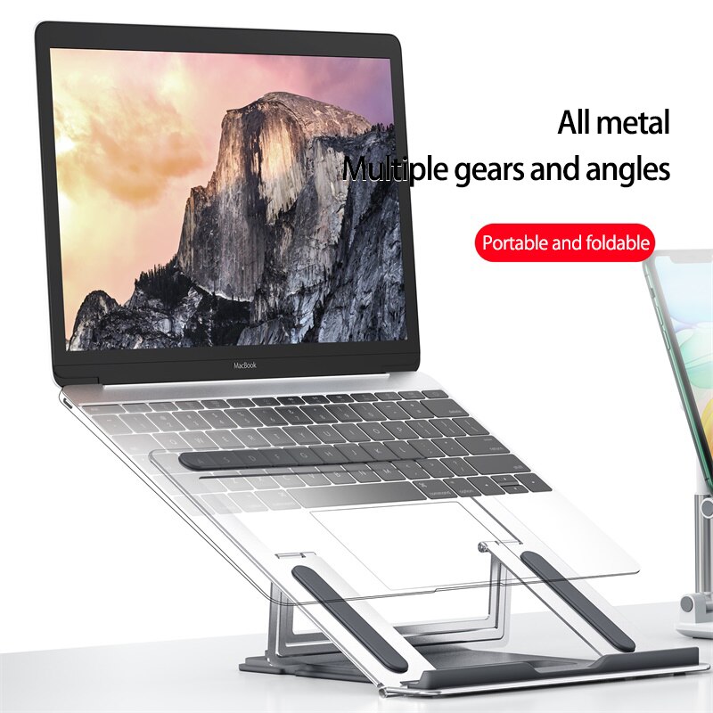 Support pour ordinateur portable pliable en aluminium réglable à 4 vitesses support pour ordinateur portable de bureau support pour ordinateur portable de 7-15 pouces Macbook Pro Air