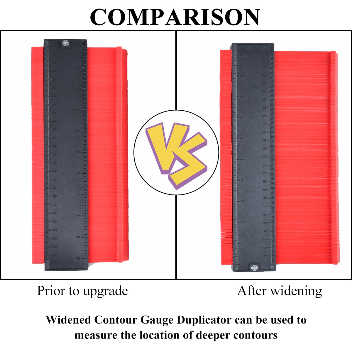 Medidor de contorno de 21 pulgadas, medidor de perfil, azulejos laminados, regla de medida de madera para dar forma al borde, medidor de contorno ABS, duplicador rojo