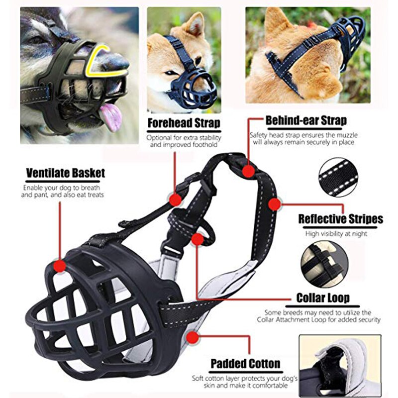 Dog Muzzles Pet Soft Barking Silicone Ventilated Dog Mouth Mask Outdoor Anti Bark Bite Dogs Muzzle For Pitbull Retriever Bulldog