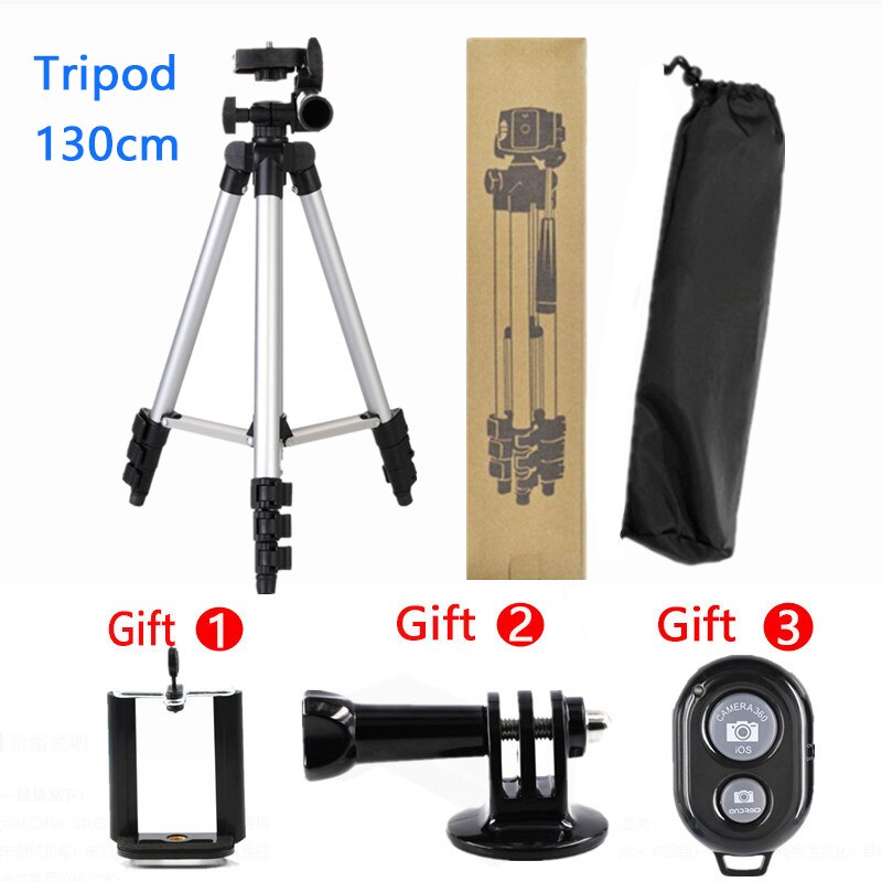 150cm Camera Tripod Portable Phone Tripode With Remote Control for SmartPhone Gopro Compact Video Camera Travel Mobile Tripod: C-130cm with remote