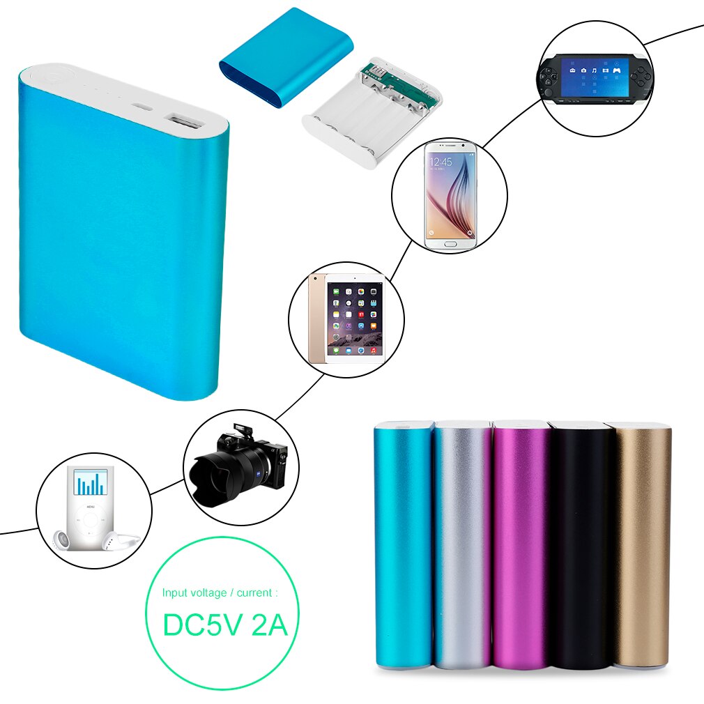 10400mAh DIY moc Bank 4*18650 opakowanie na baterie zestaw etui uniwersalna zewnętrzna bateria pomocnicza USB ładowarka Powerbank dla wszystkich telefonów komórkowych