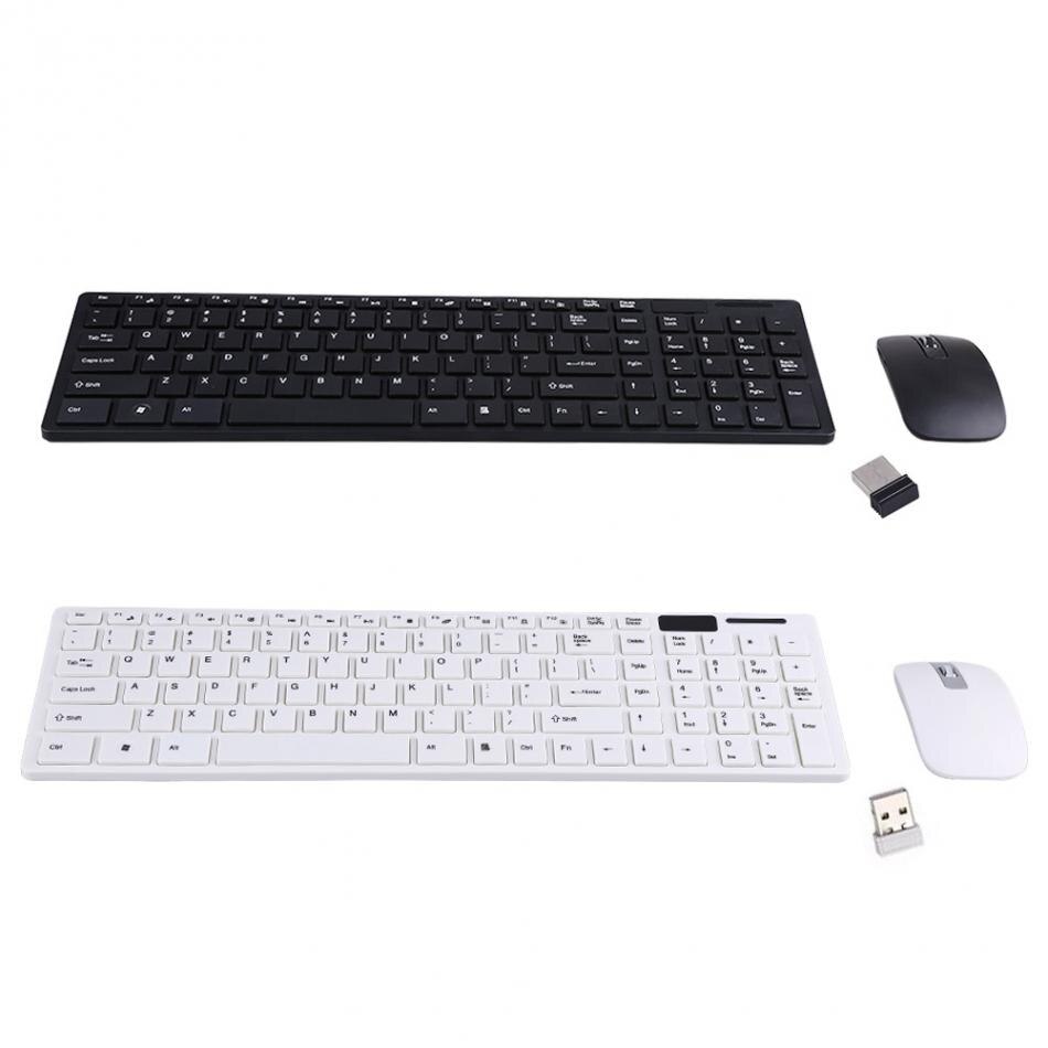 2.4G Slim Optical Wireless Keyboard and Ultra-Thin Mouse Mice USB Receiver Combo Kit for PC Computer