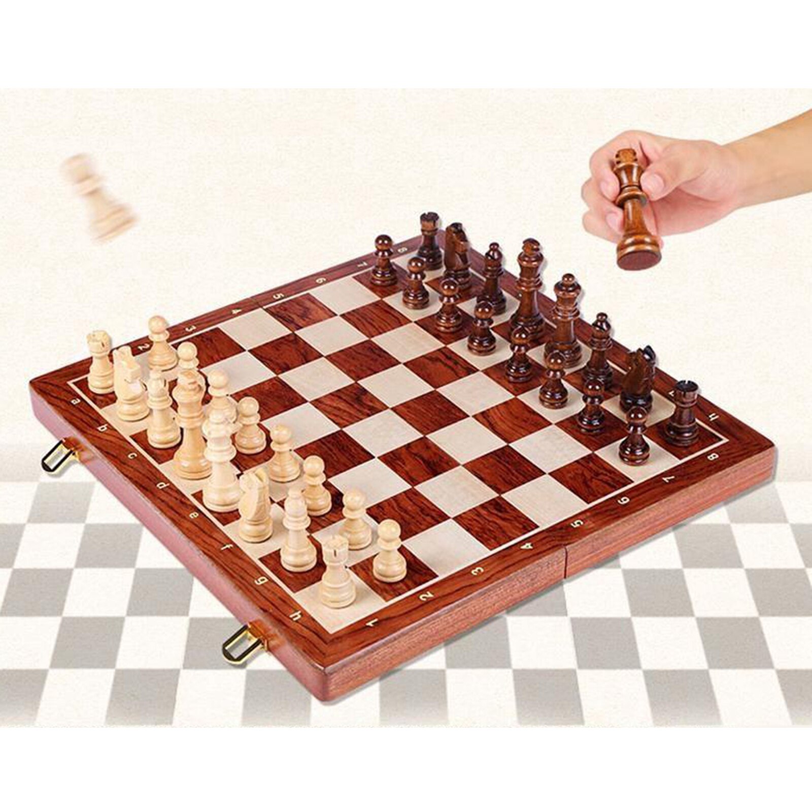 Tournament 15" Handcrafted Wooden Chess Board and 32 Pieces Chessmen