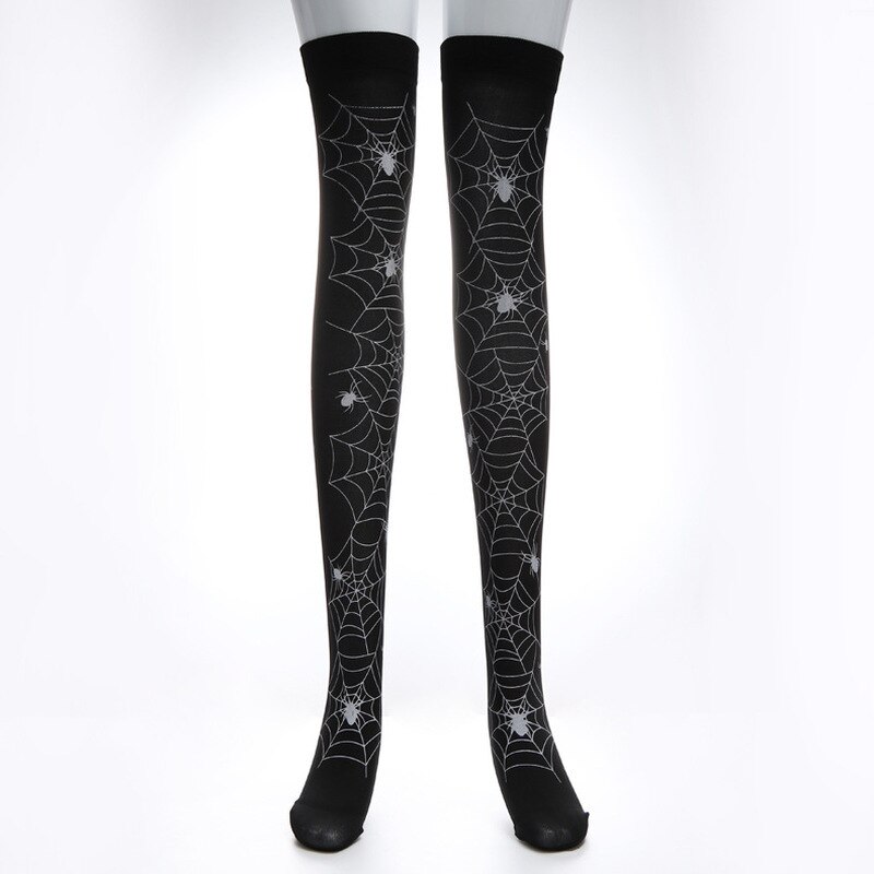 Chaussettes respirantes amusantes pour femmes, Cosplay Halloween, créativité japonaise, bas d&#39;infirmière des os, sang au dessus du genou, en Nylon et velours, Sukka: spider web