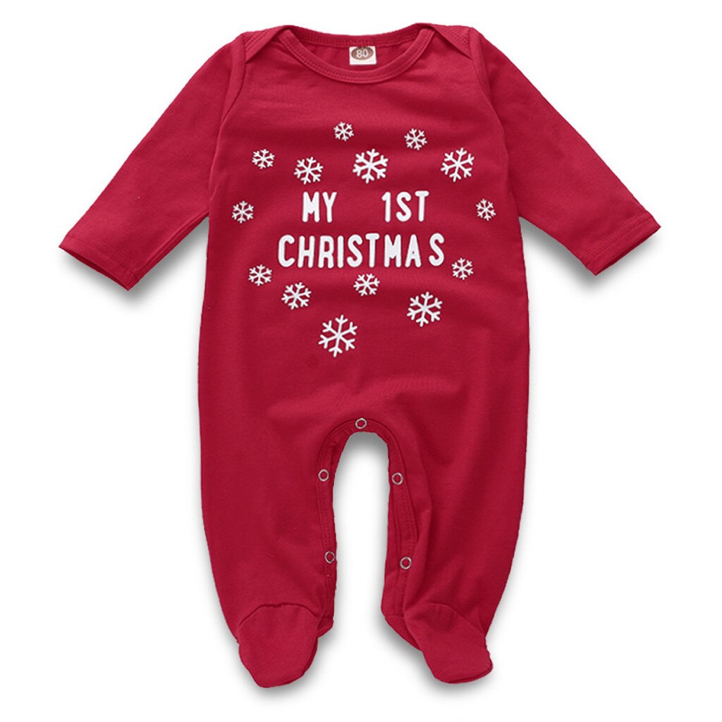 Baby Weihnachten Kleidung Neugeborene Baby Jungen Mädchen Weihnachten Brief Print Romper Overall Outfits Weihnachten Winter Herbst Kleidung: 9M