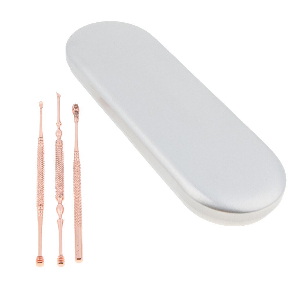 3 Stks/set Double-Ended Roestvrij Ear Wax Remover Lepel Earpick Oor Schoner Gereedschap Voor Vrouwen Mannen