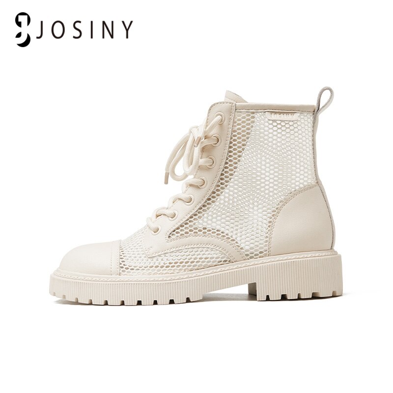 JOSINY – bottes Martin ajourées pour femmes, chaussures de loisirs respirantes, noires, à semelle épaisse