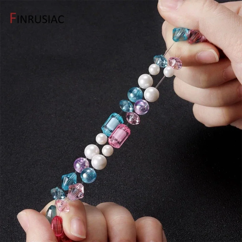 Cordón de hilo elástico transparente de 500/100m, línea elástica de cristal para fabricación de joyería Diy, pulsera, collar, accesorios con cuentas