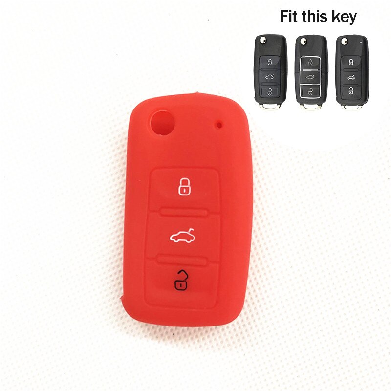 Funda de silicona para llave de coche, cubierta para Volkswagen Polo Passat B5 Golf 4 5 6 Jetta Mk6 Tiguan Cross Fox Plus Eos Scirocco Beetle: A type red