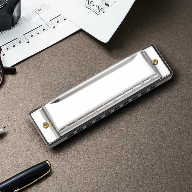 10 Holes Blues Harmonica Musical Instrument Stainless Steel Mouth Organ for Children