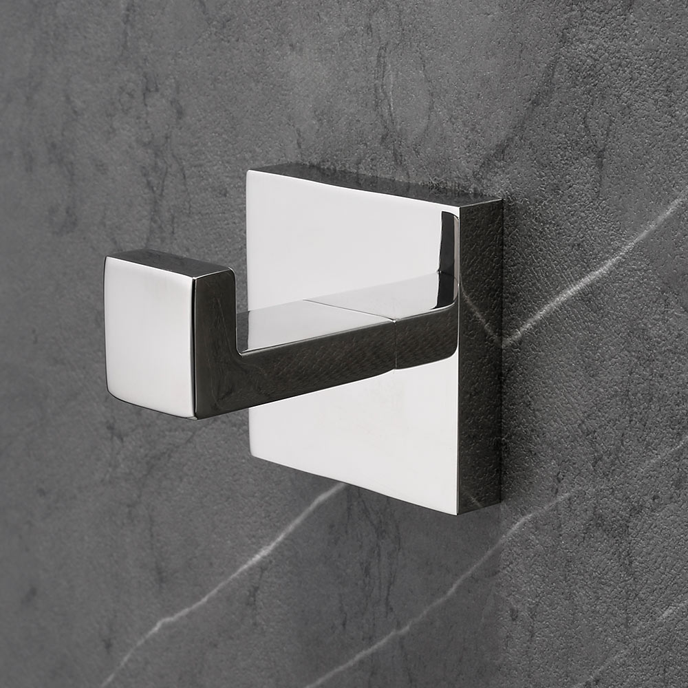 1pcs Deluxe SUS 304 Stainless Steel Wall Mount Square Towel Robe Coat Hook Hat Door Hanger Mirror Polished