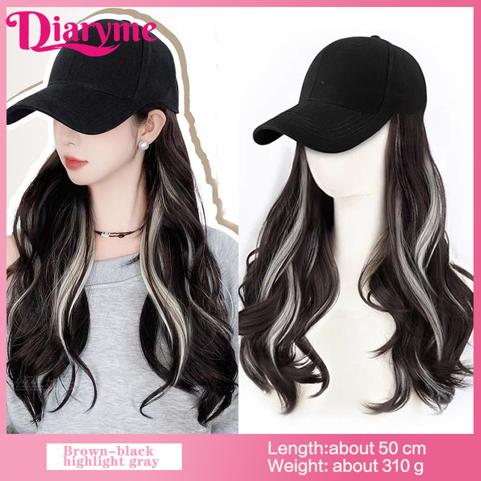 Peluca de sombrero sintético, peluca de pelo largo y liso con gorra de béisbol, gorra ajustable de una sola pieza, gorra de béisbol Retro, conectar pelo recto: #27
