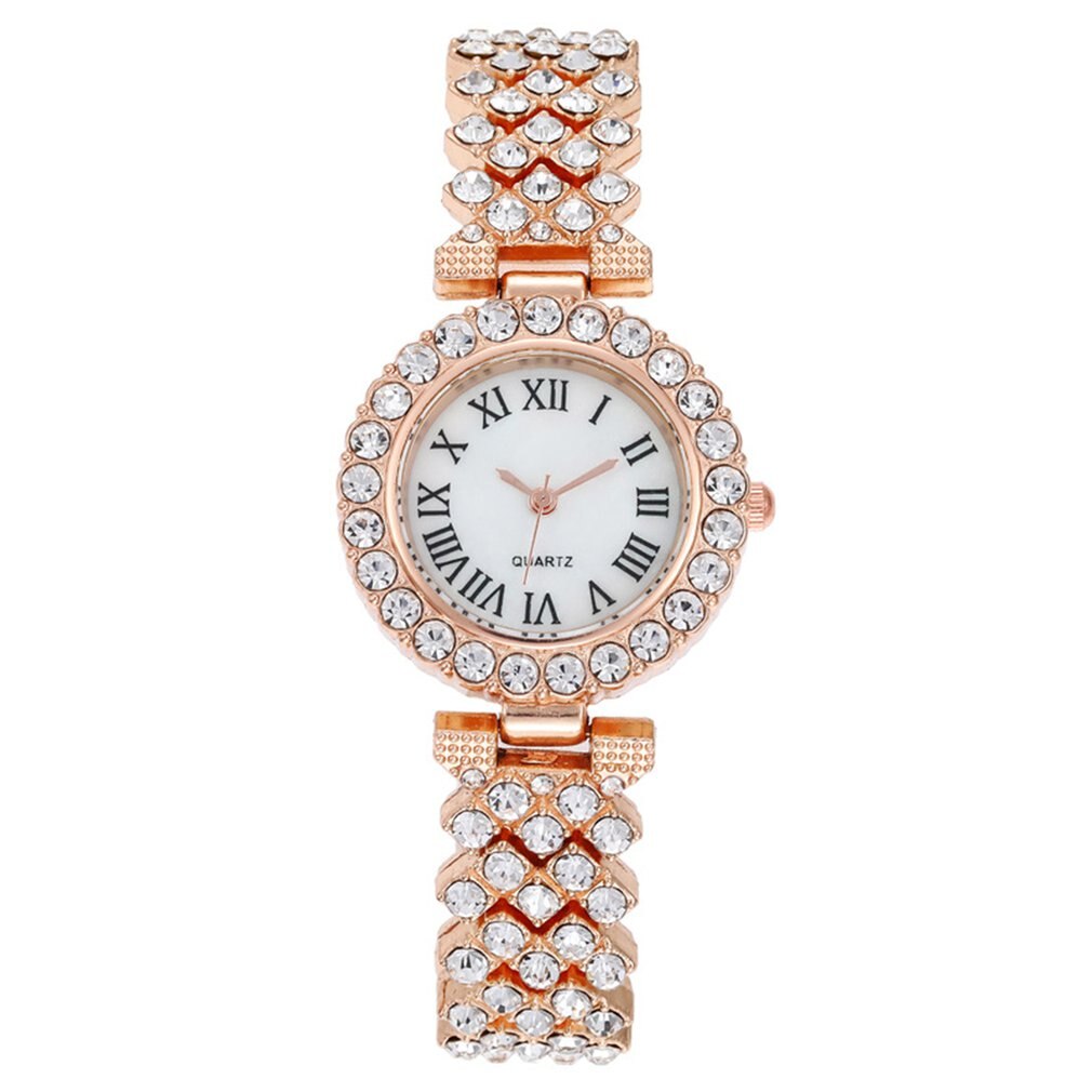 Vrouwen Armband Horloges Rose Gold Dames Roestvrij Stalen Band Strass Horloge Luxe Quartz Horloge