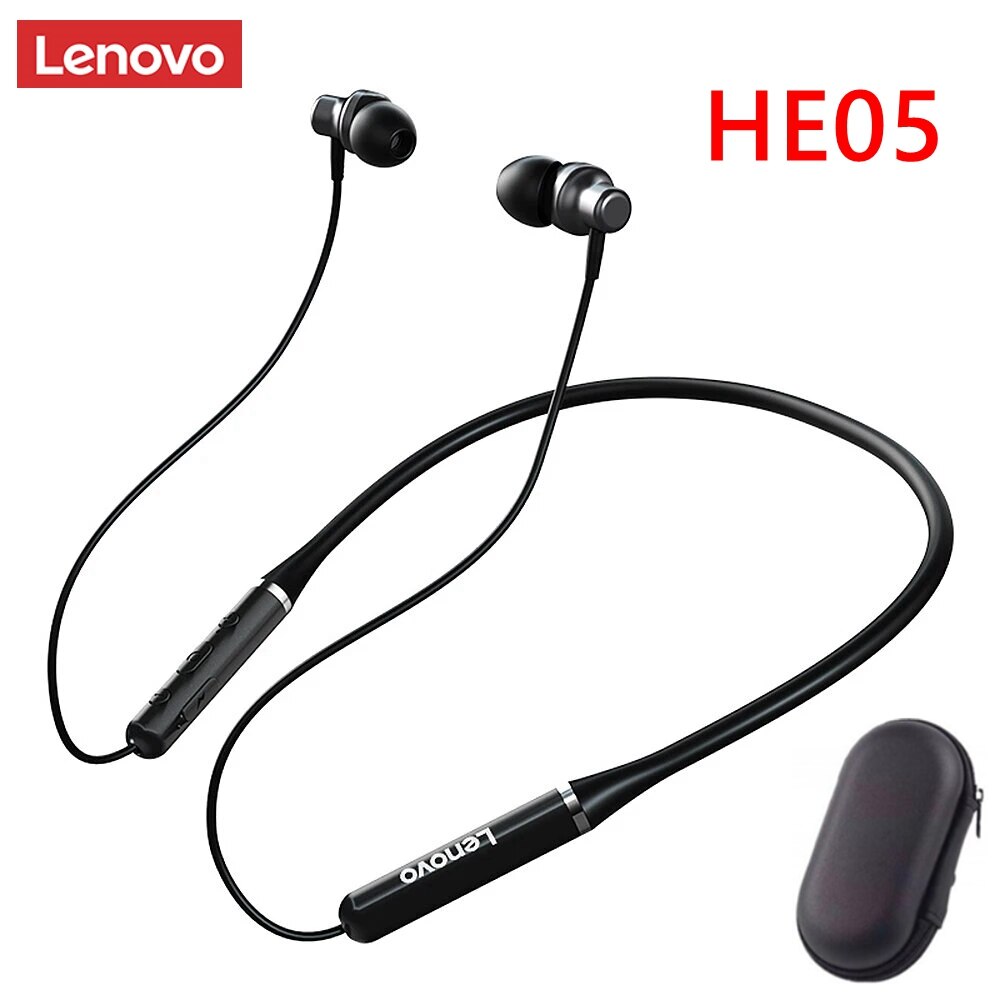 Original Lenovo wireless headset HE05 Bluetooth-compatible 5.0 Earphone Neckband Наушники Noise Cancelling Mic Waterproof stereo